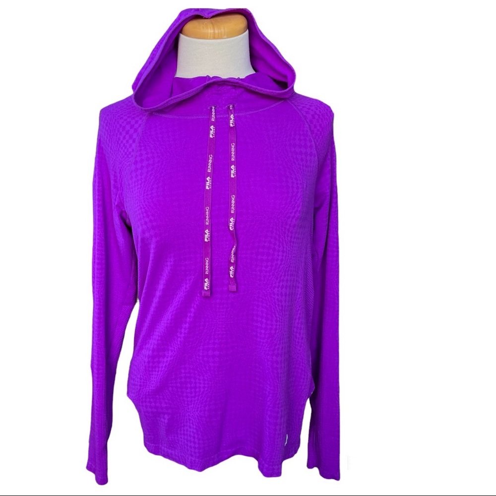 Fila Hoodie Sport Running Sweatshirt Athletic Sporty Purple Large